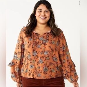 NWT Sonoma Ruffle Peasant Blouse 4x